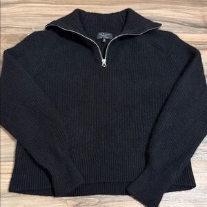RAG & BONE Pierce 100% Cashmere Women’s S Ribbed 1/2 Zip Black Pullover Sweater